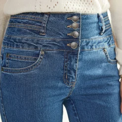 Jeans|Broek<Blancheporte Stretchjeans in bootcutmodel met hoge taille - binnenpijplengte 78 cm stone
