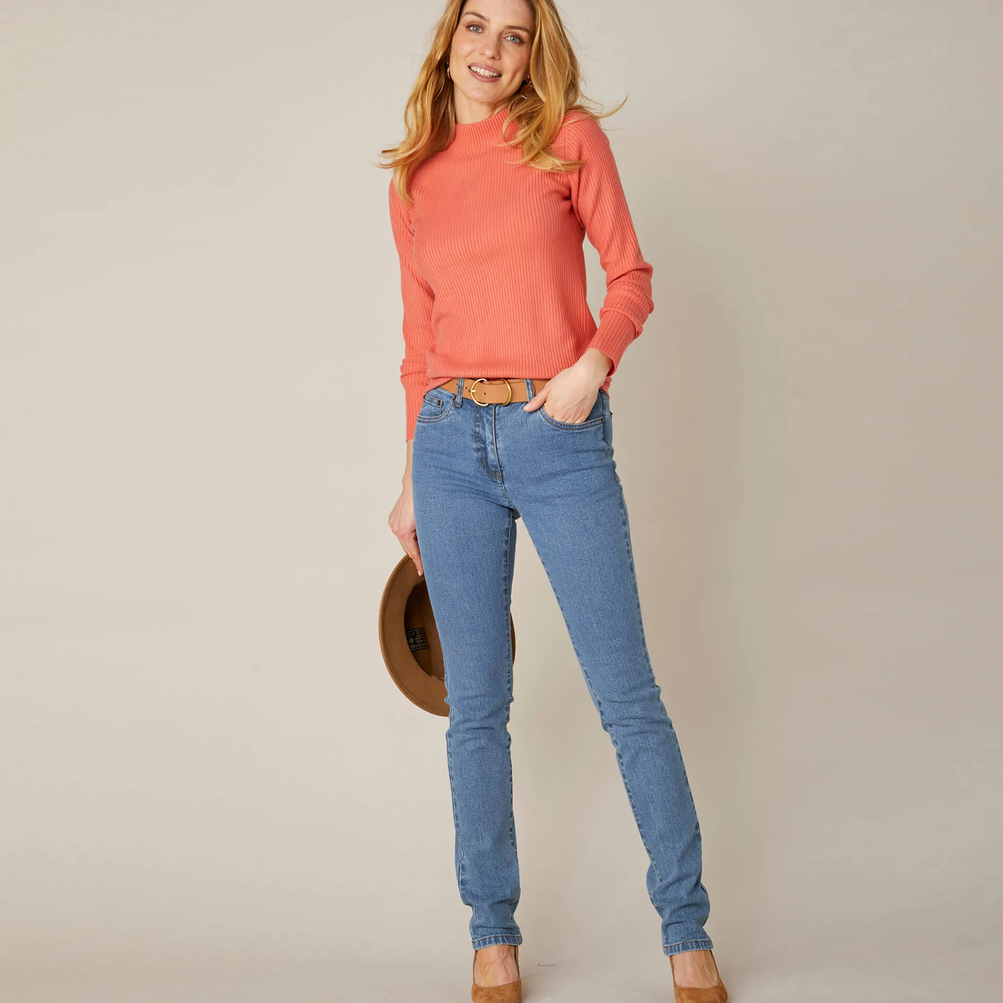 Jeans<Blancheporte Stretchjeans in recht model - kleine lengte bleached