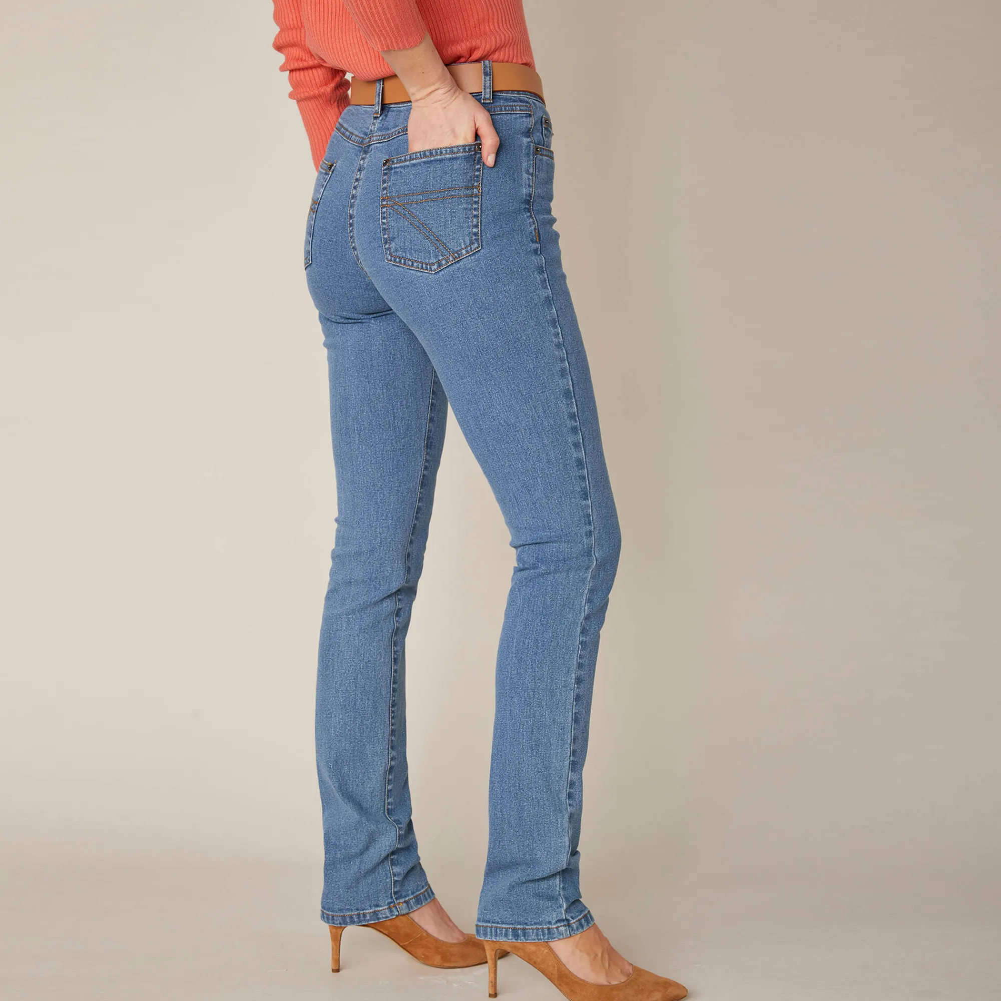 Jeans<Blancheporte Stretchjeans in recht model - kleine lengte bleached