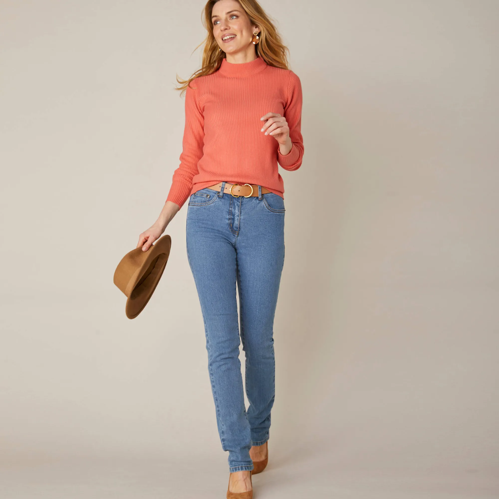 Jeans<Blancheporte Stretchjeans in recht model - kleine lengte bleached