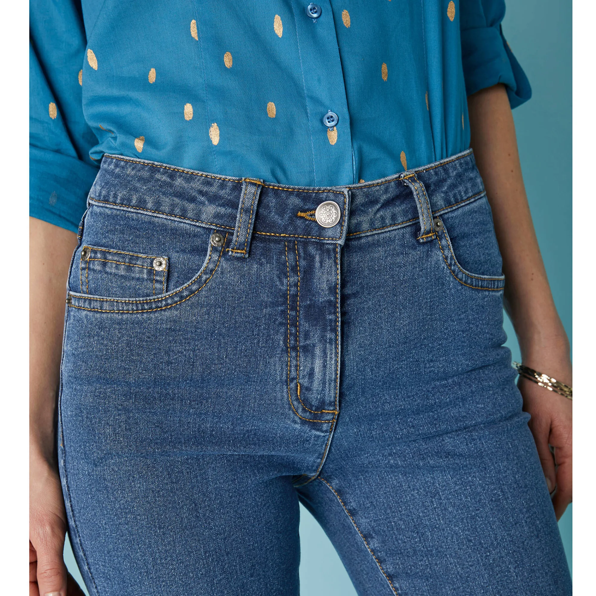 Jeans|Broek<Blancheporte Stretchjeans in recht model - kleine lengte stone