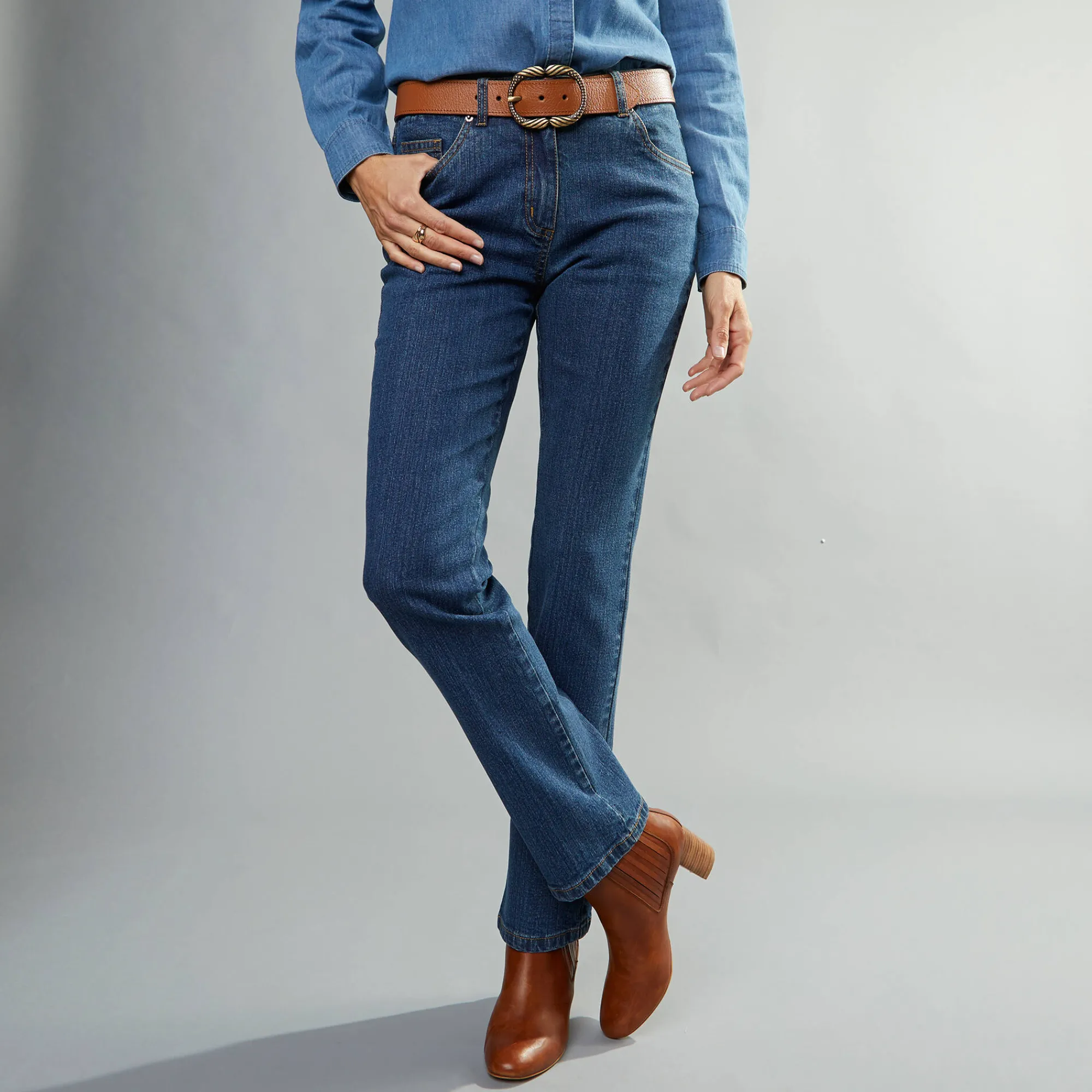 Jeans<Blancheporte Stretchjeans in recht model - gemiddelde lengte stone