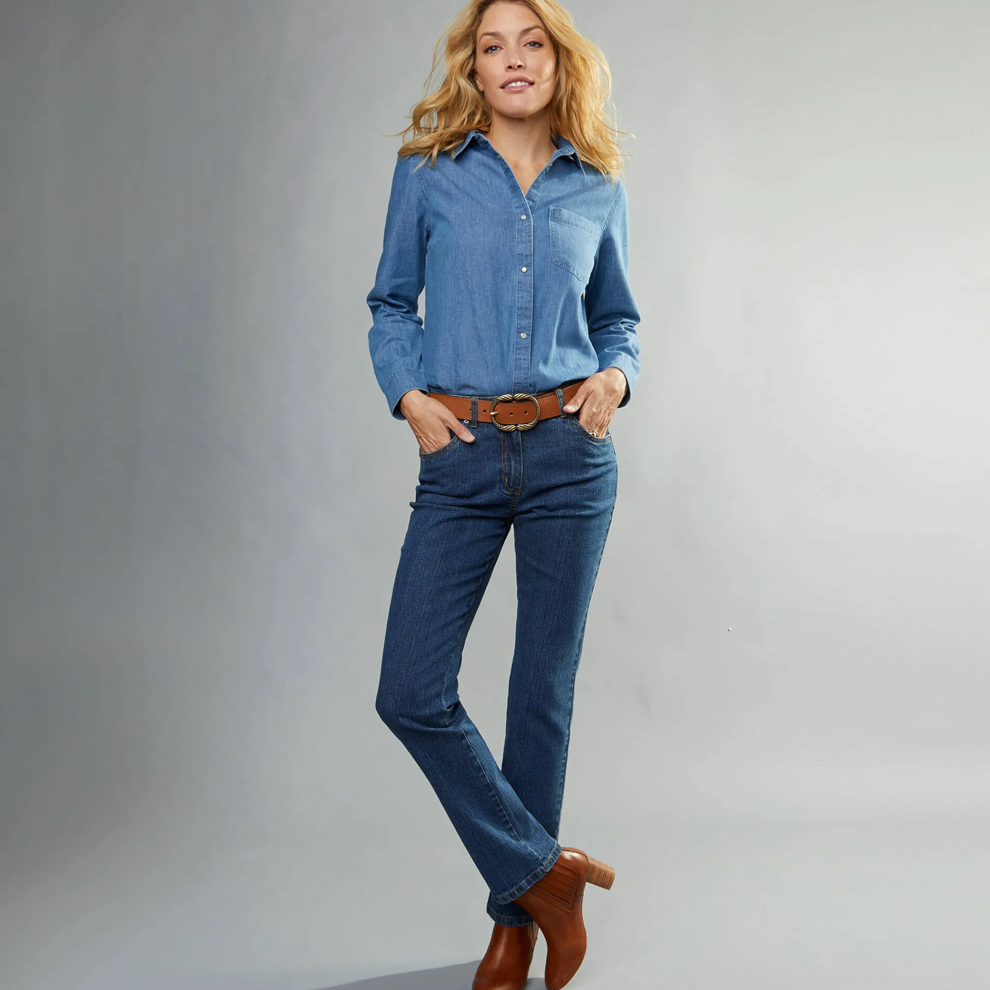 Jeans<Blancheporte Stretchjeans in recht model - gemiddelde lengte stone