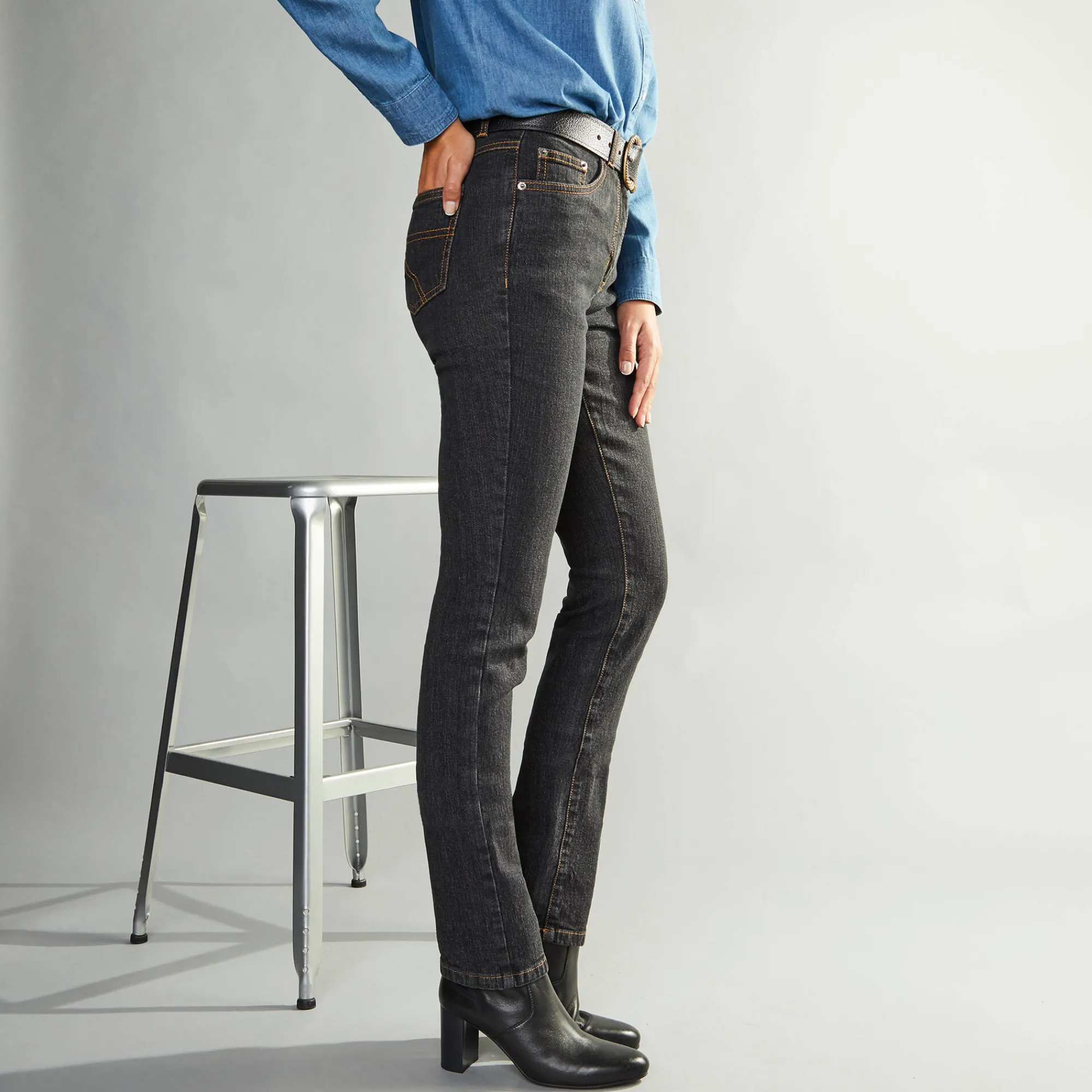 Jeans<Blancheporte Stretchjeans in recht model - gemiddelde lengte black