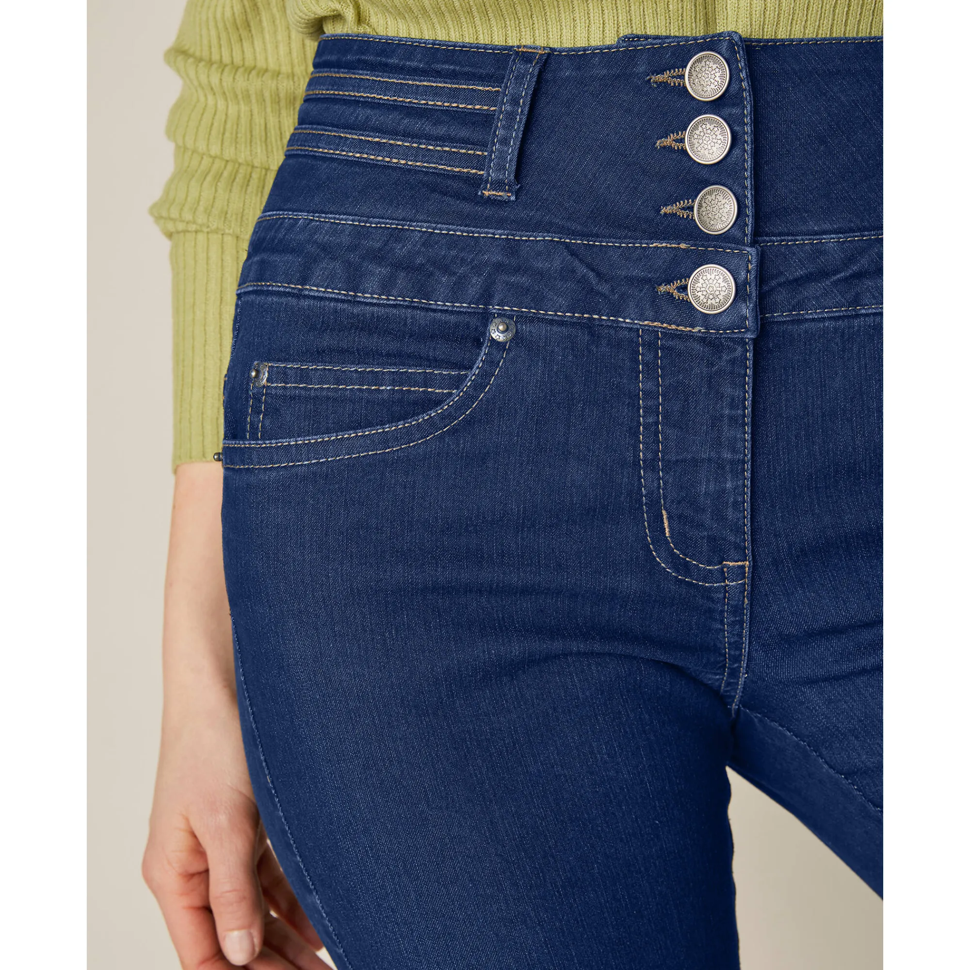Jeans|Broek<Blancheporte Stretchjeans in recht model met hoge taille raw