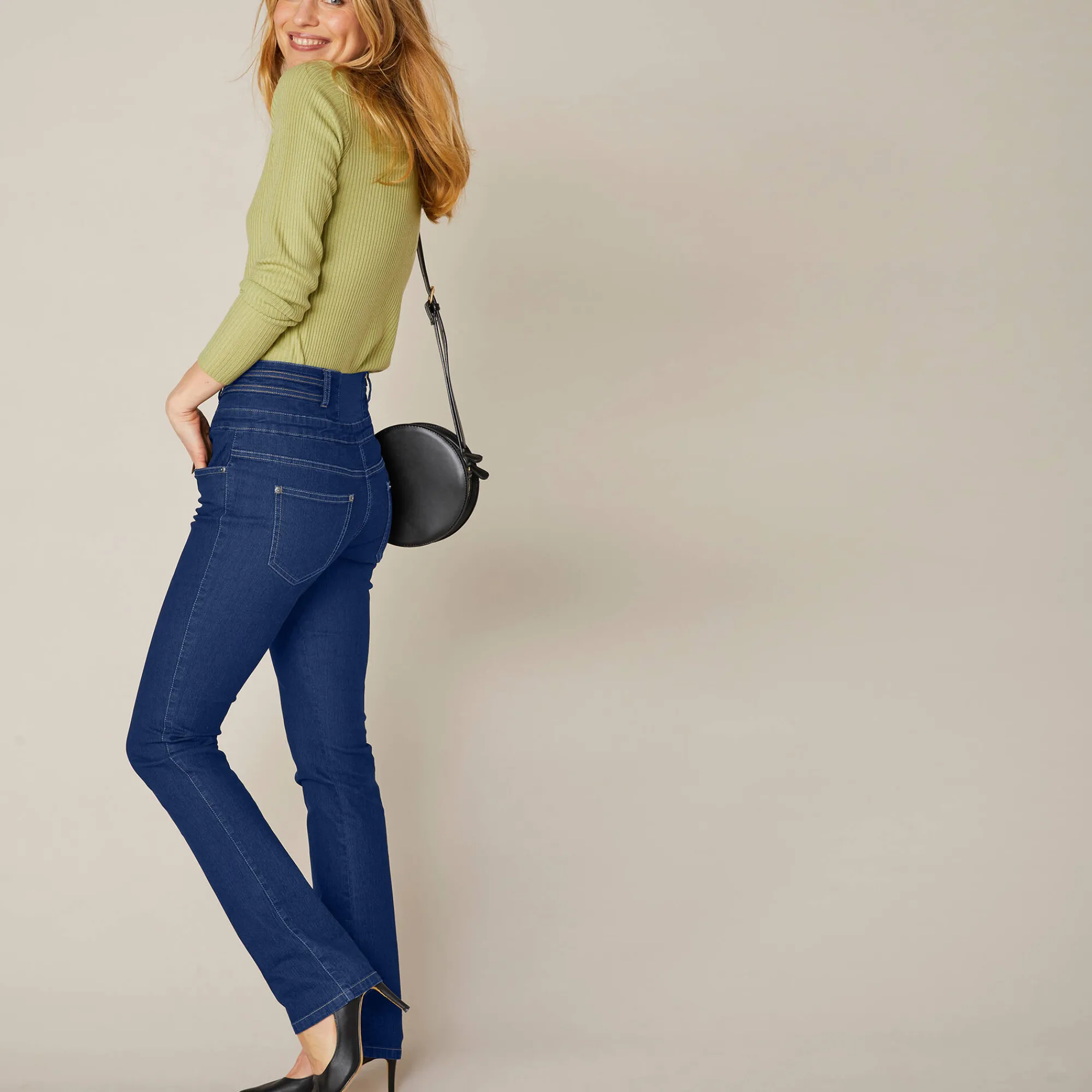 Jeans|Broek<Blancheporte Stretchjeans in recht model met hoge taille raw