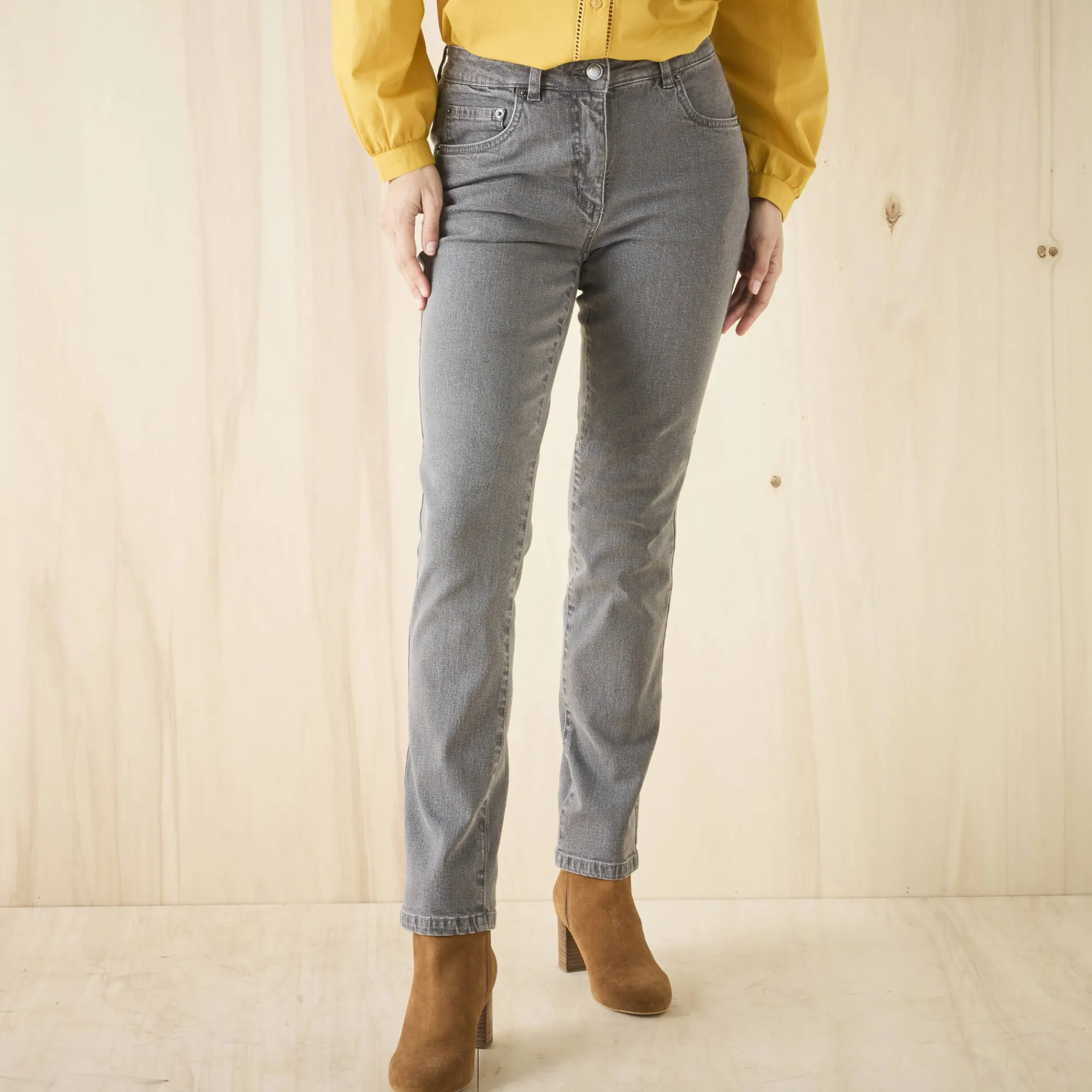 Jeans|Broek<Blancheporte Stretchjeans in recht model - gemiddelde lengte grijs