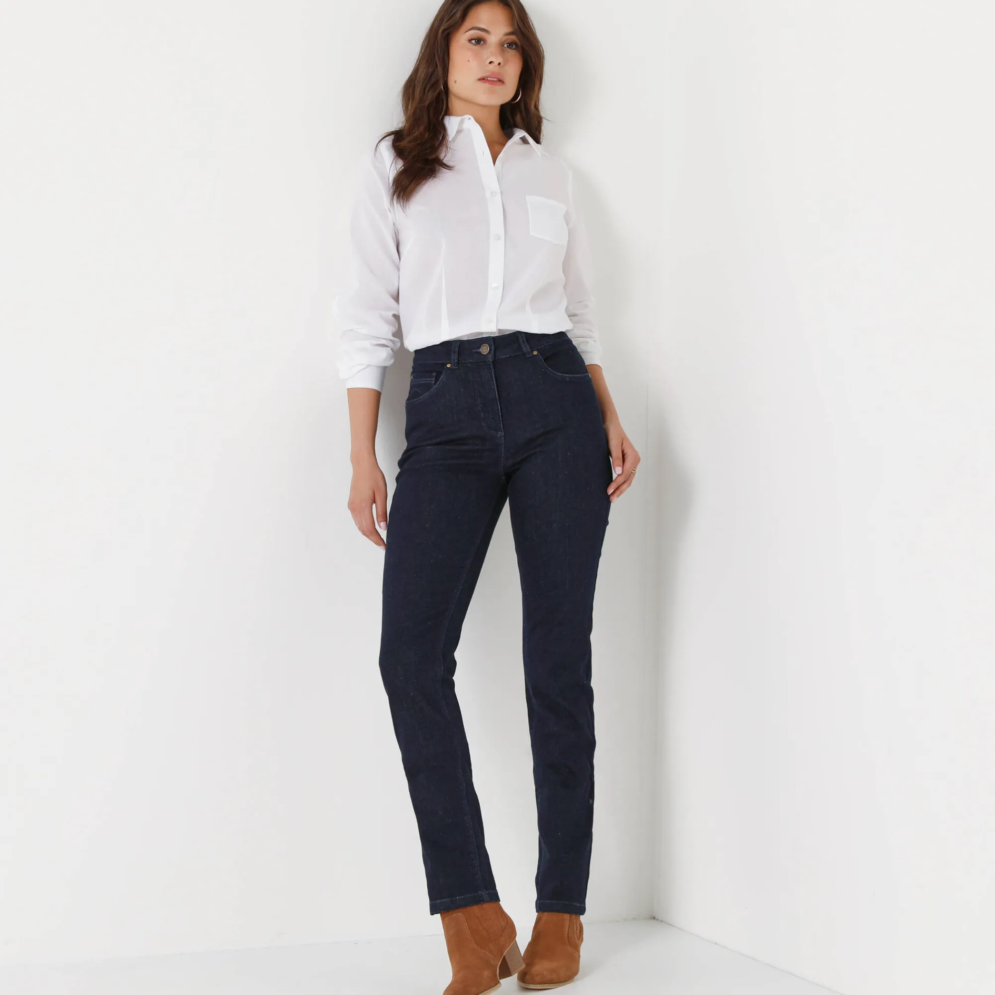 Jeans<Blancheporte Stretchjeans met recht model raw