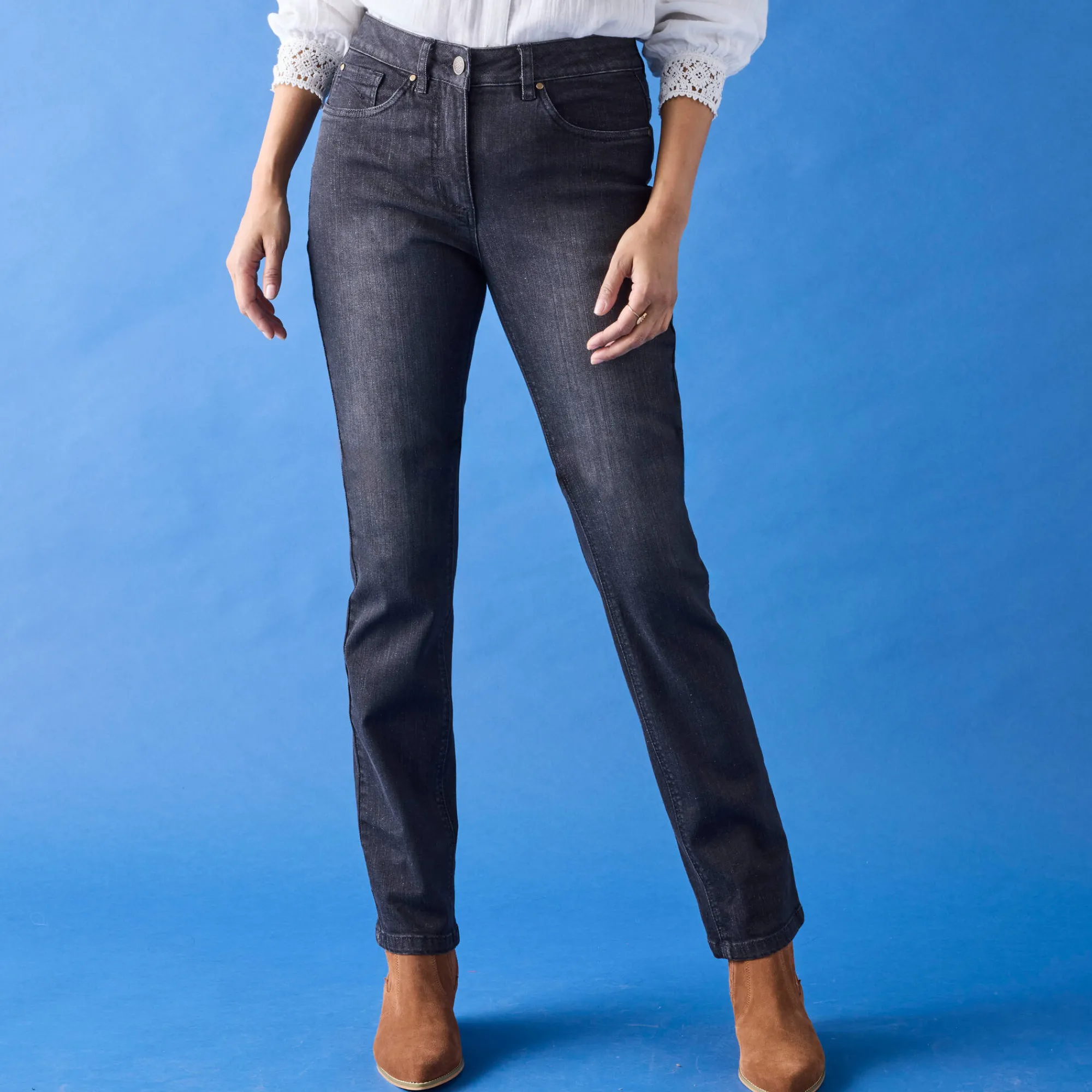 Jeans<Blancheporte Stretchjeans met recht model zwart