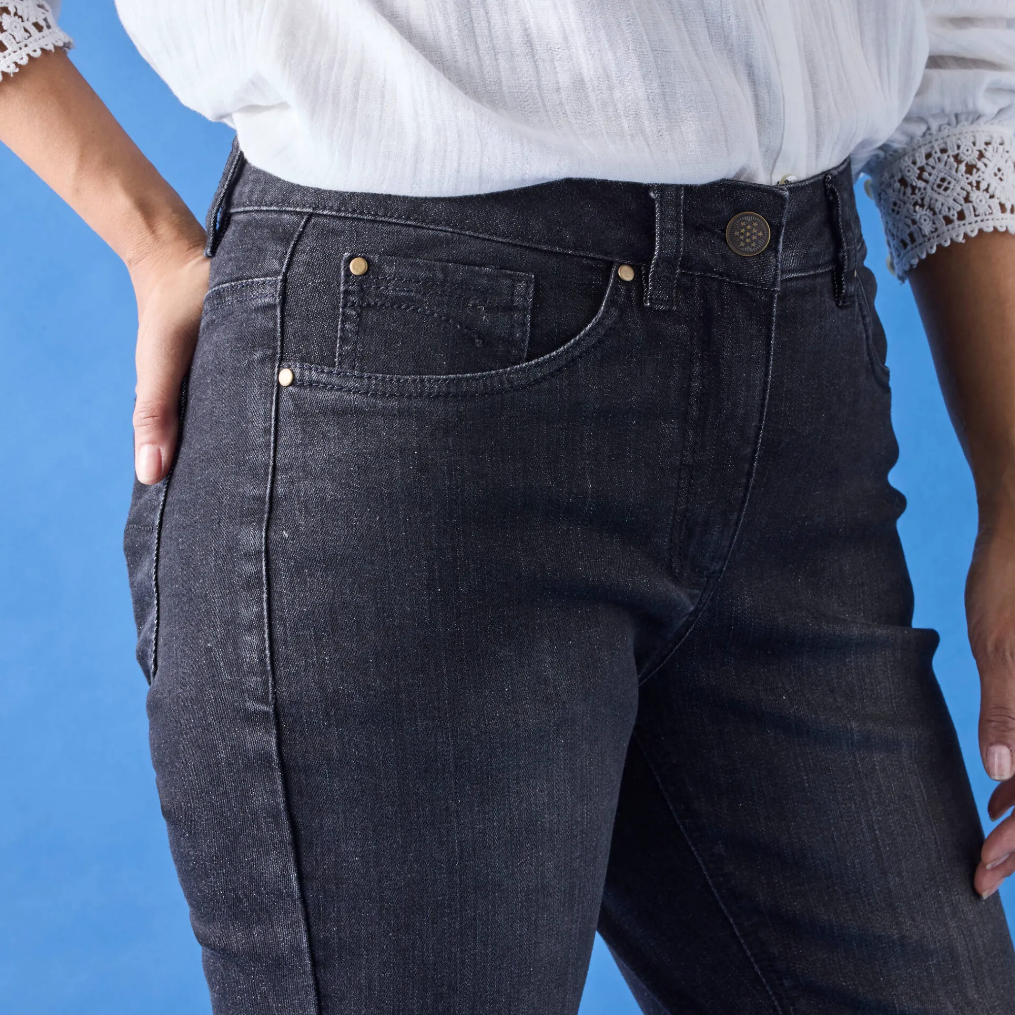 Jeans<Blancheporte Stretchjeans met recht model zwart