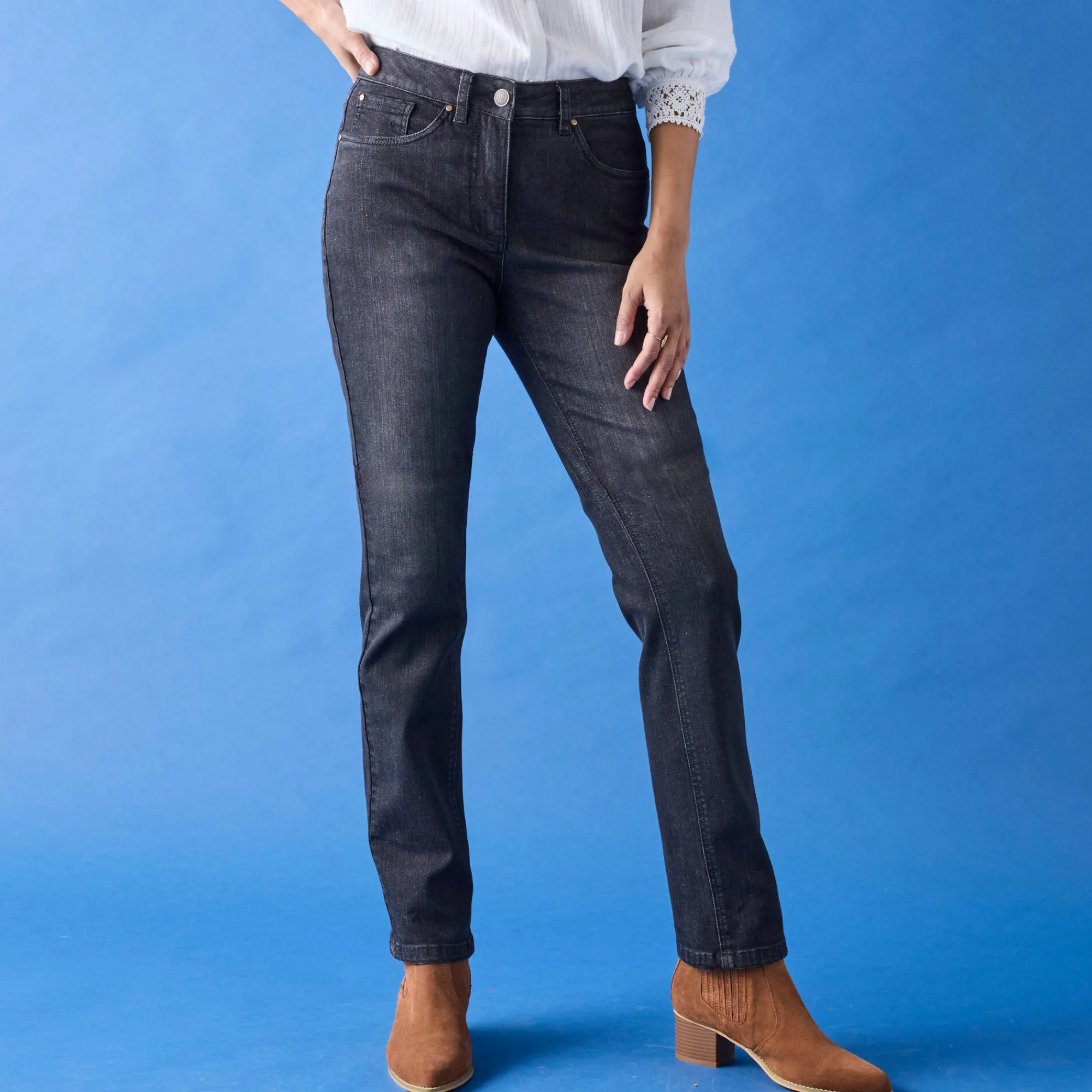 Jeans<Blancheporte Stretchjeans met recht model zwart