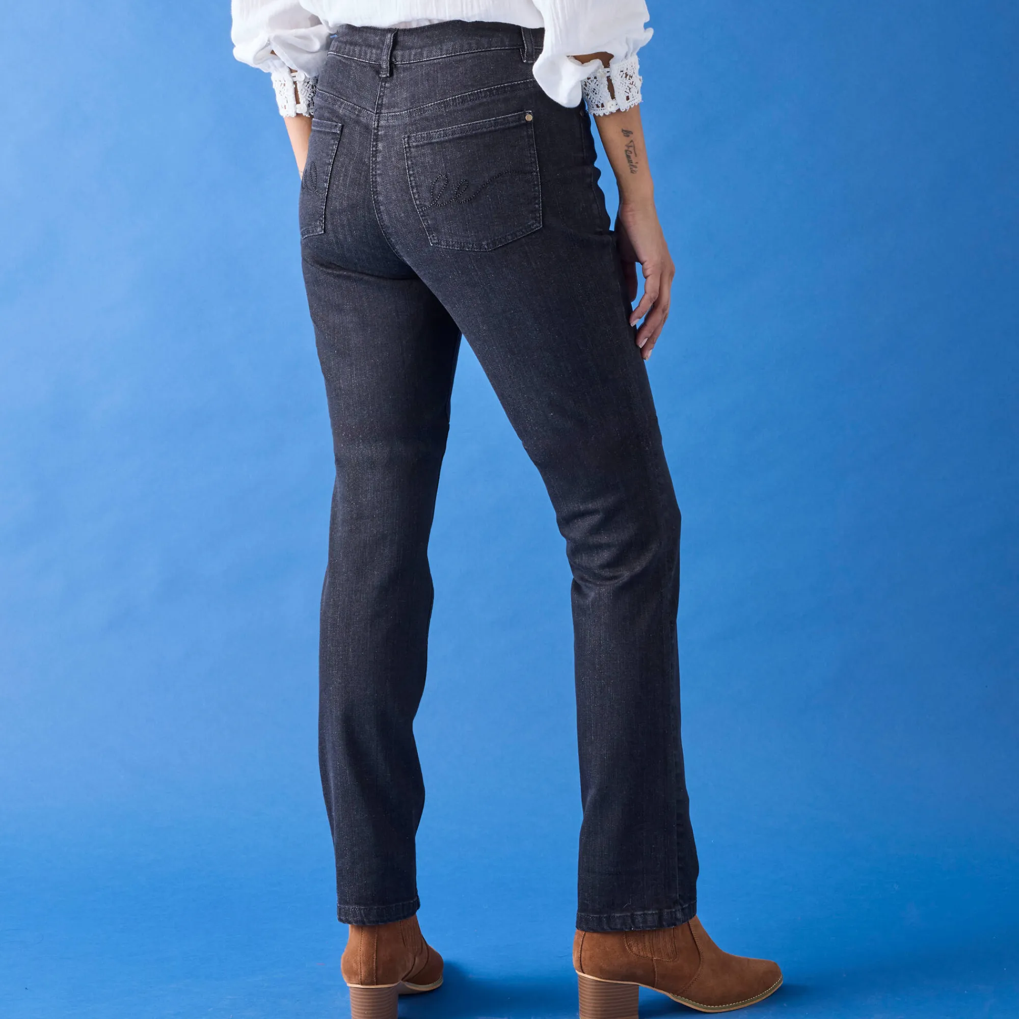 Jeans<Blancheporte Stretchjeans met recht model zwart