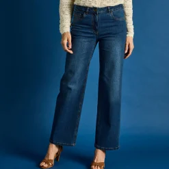 Jeans|Broek<Blancheporte Stretchjeans met ruim model, grote lengte stone