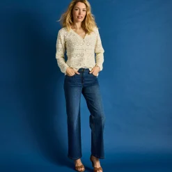 Jeans|Broek<Blancheporte Stretchjeans met ruim model, grote lengte stone