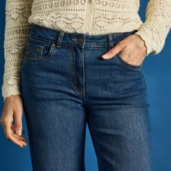 Jeans|Broek<Blancheporte Stretchjeans met ruim model, grote lengte stone