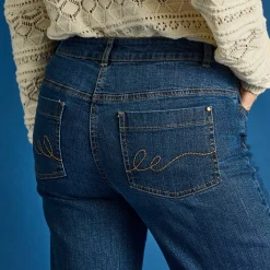 Jeans|Broek<Blancheporte Stretchjeans met ruim model, grote lengte stone