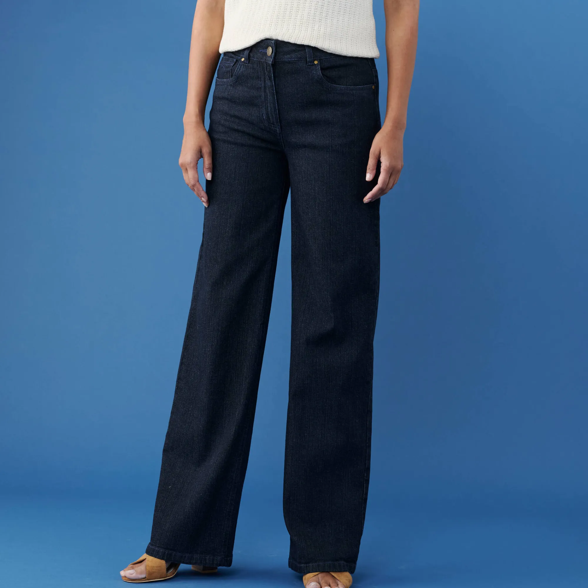 Jeans|Broek<Blancheporte Stretchjeans met ruim model, grote lengte raw