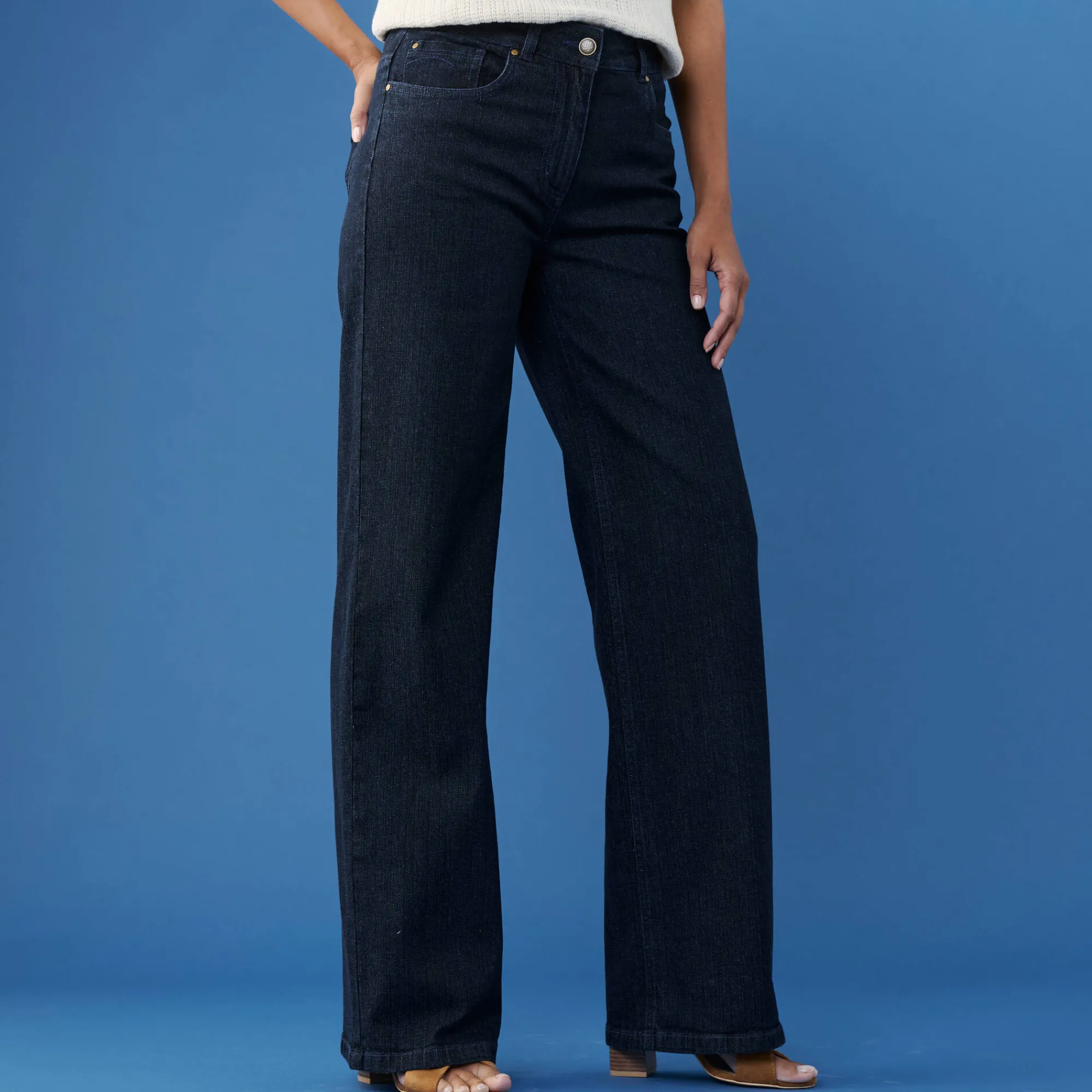 Jeans|Broek<Blancheporte Stretchjeans met ruim model, grote lengte raw