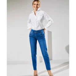 Jeans|Broek<Blancheporte Stretchjeans 'mom' model met elastische taille stone