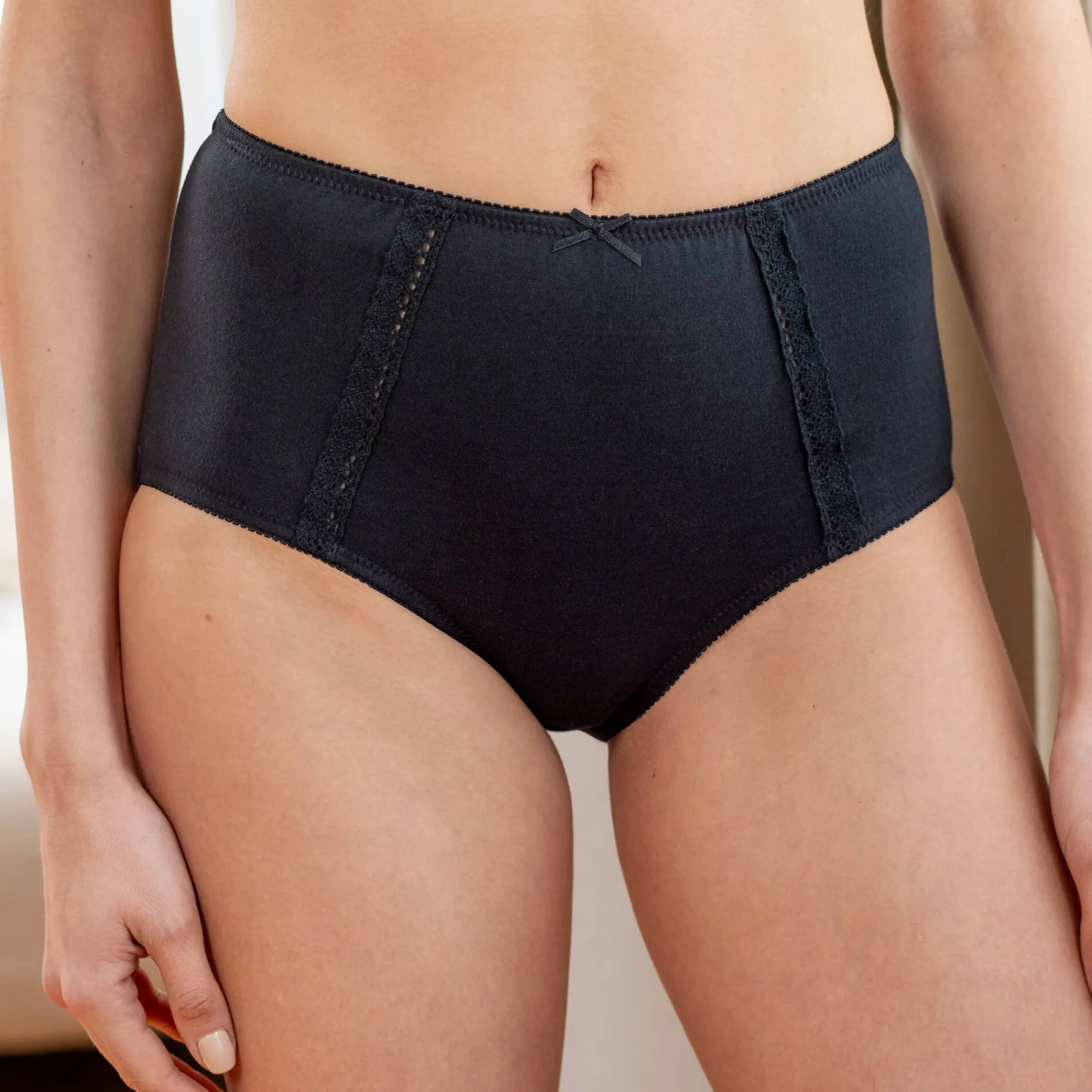 Slip En Shorty<Blancheporte Super maxislip in katoen - set van 2 wit + zwart