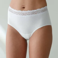 Slip En Shorty<Blancheporte Supermaxislip in stretchkatoen met kanten tailleband - set van 2 wit
