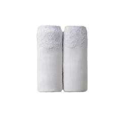 Slip En Shorty<Blancheporte Supermaxislip in stretchkatoen met kanten tailleband - set van 2 wit
