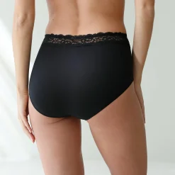 Slip En Shorty<Blancheporte Supermaxislip in stretchkatoen met kanten tailleband - set van 2 zwart