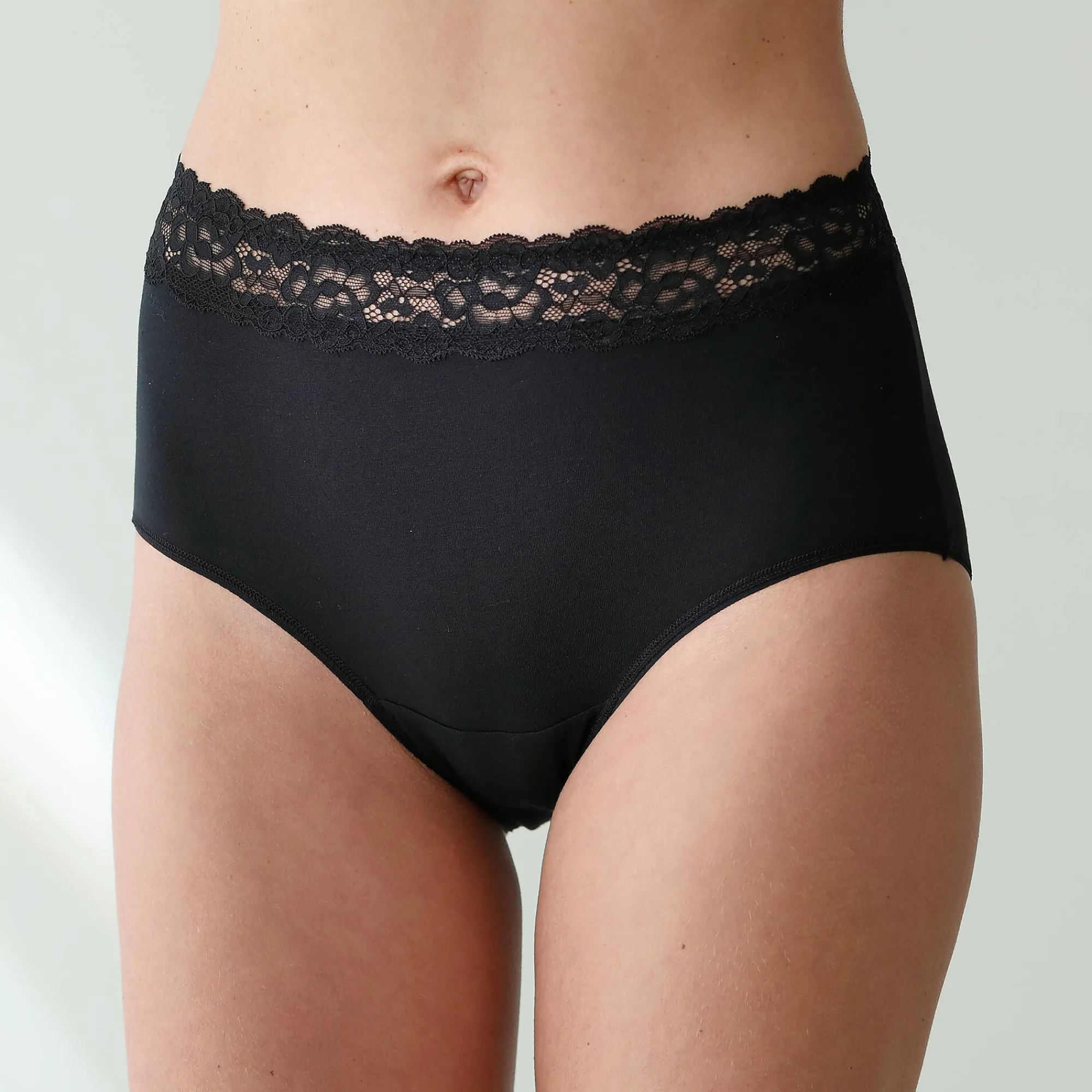 Slip En Shorty<Blancheporte Supermaxislip in stretchkatoen met kanten tailleband - set van 2 zwart
