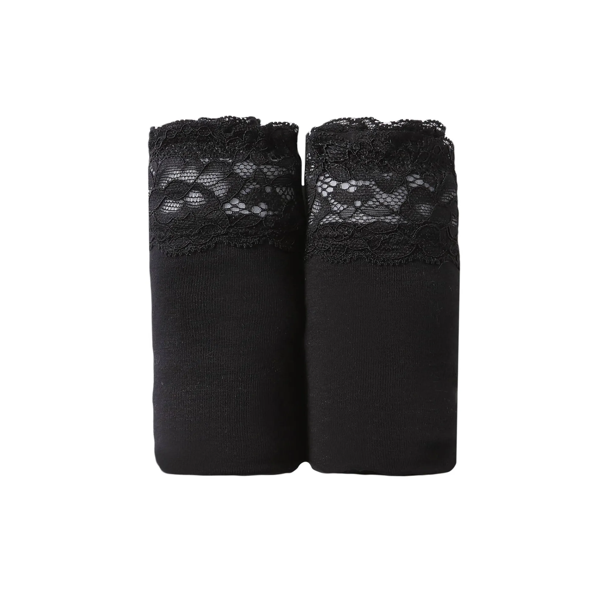 Slip En Shorty<Blancheporte Supermaxislip in stretchkatoen met kanten tailleband - set van 2 zwart