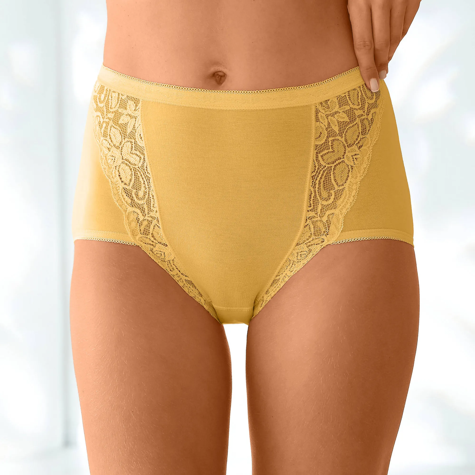 Slip En Shorty<Blancheporte Supermaxislip met kant - set van 3 marine + terracotta + geel