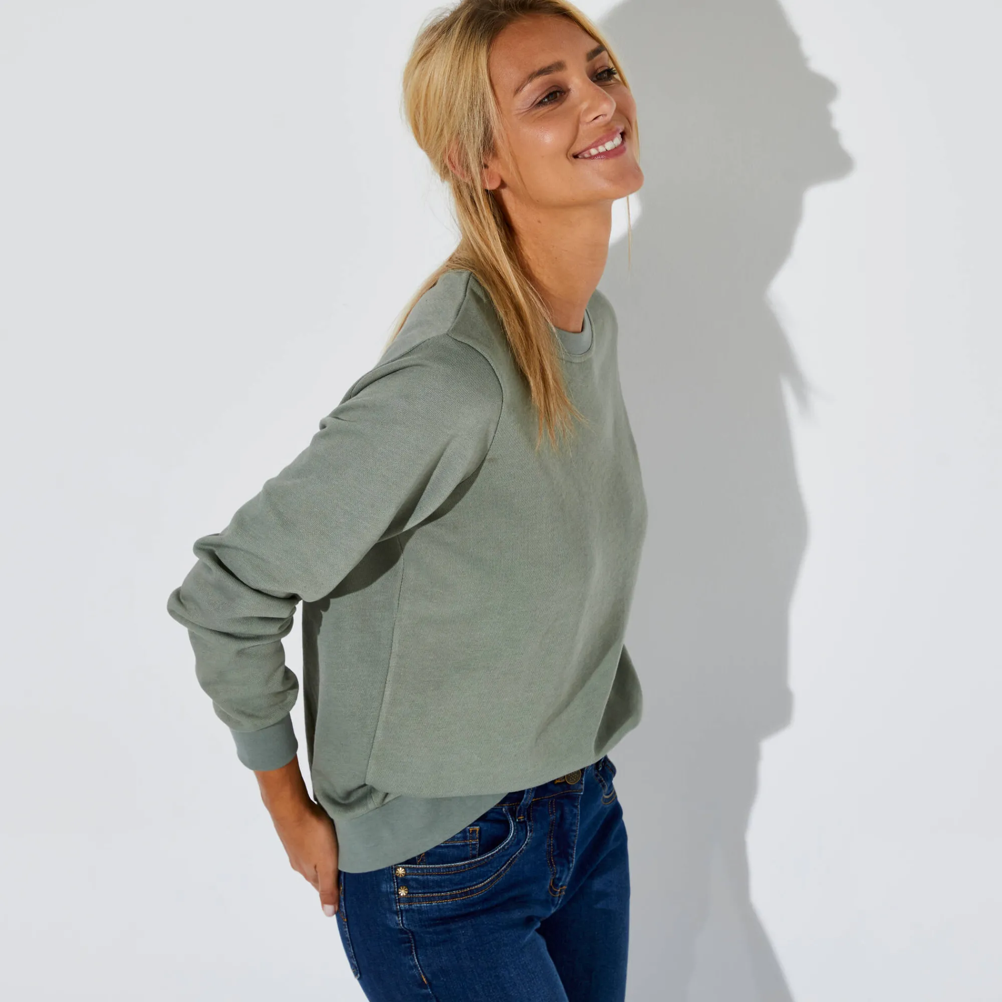 Trui En Vest<Blancheporte Sweater in molton lichtkaki