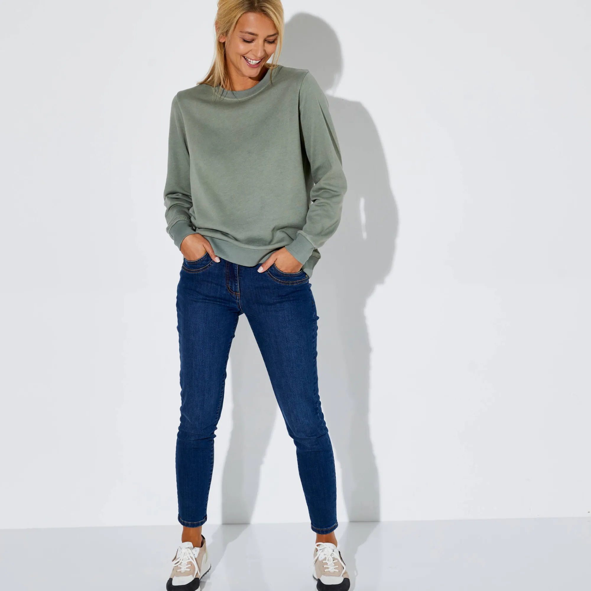 Trui En Vest<Blancheporte Sweater in molton lichtkaki