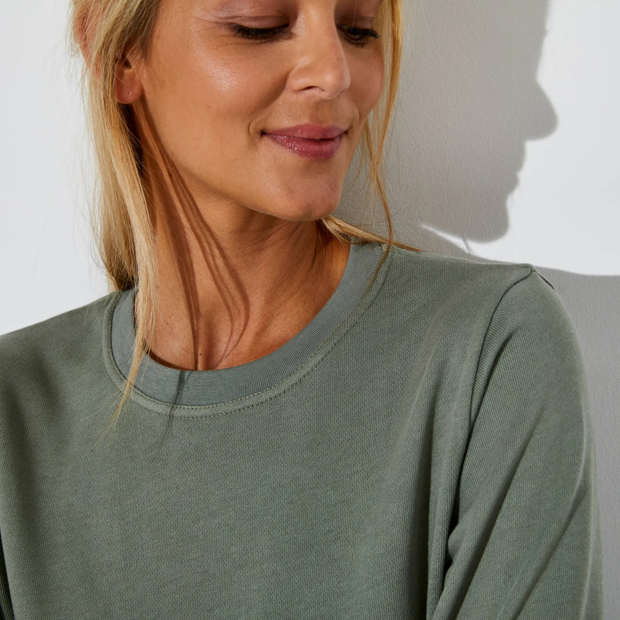 Trui En Vest<Blancheporte Sweater in molton lichtkaki