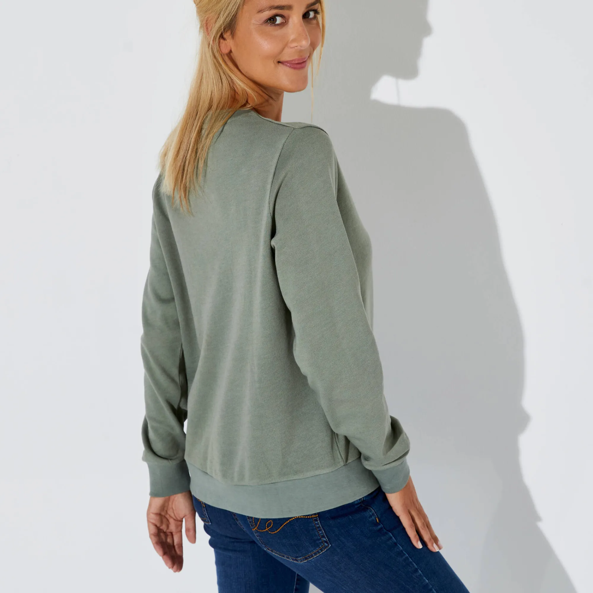 Trui En Vest<Blancheporte Sweater in molton lichtkaki