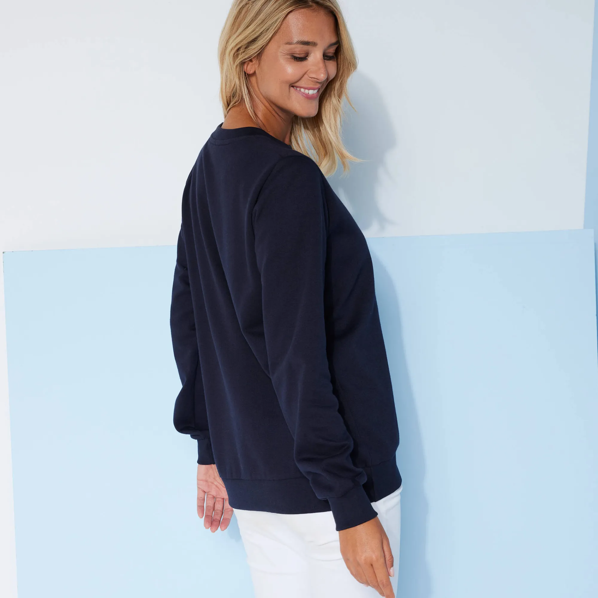 Trui En Vest<Blancheporte Sweater in molton marine