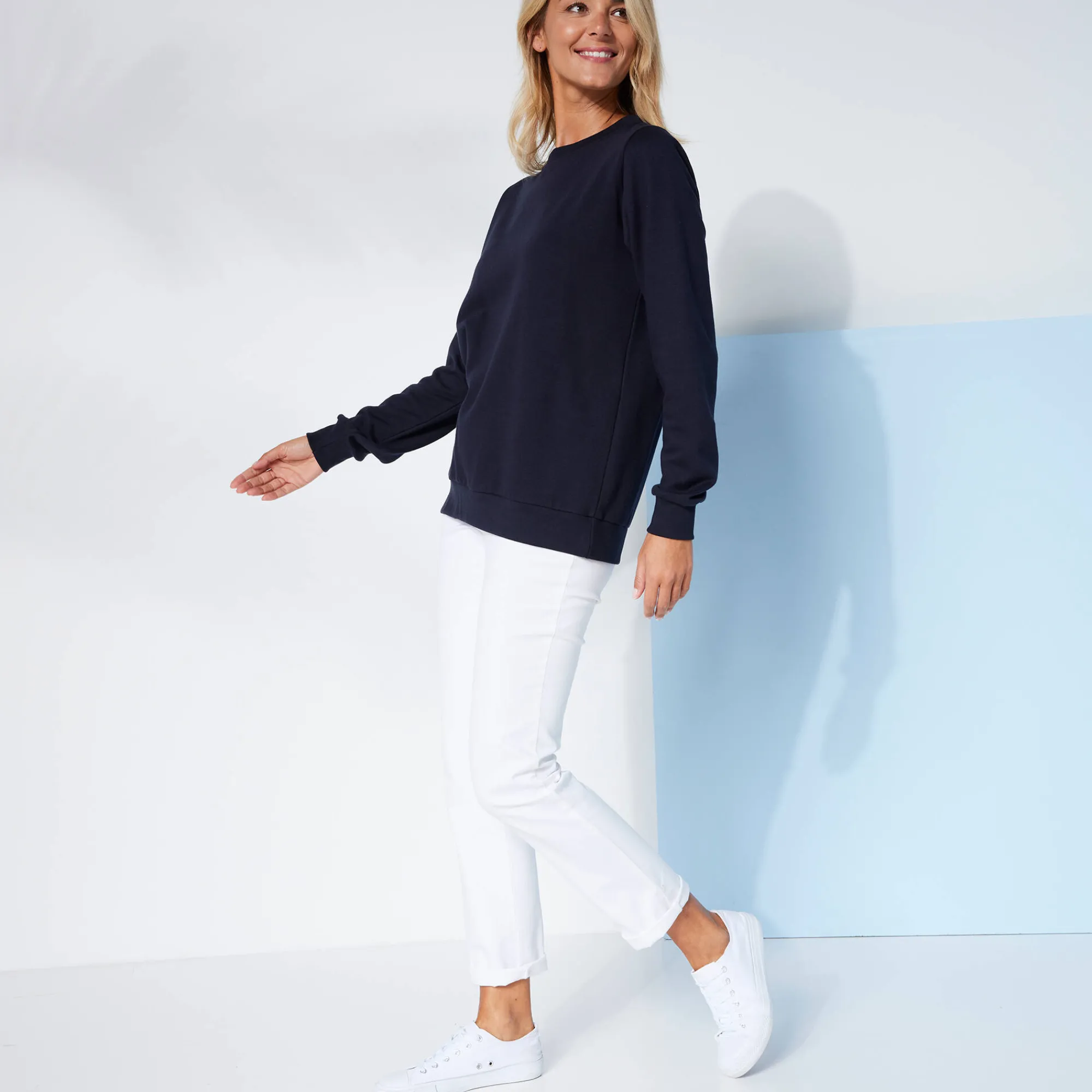 Trui En Vest<Blancheporte Sweater in molton marine