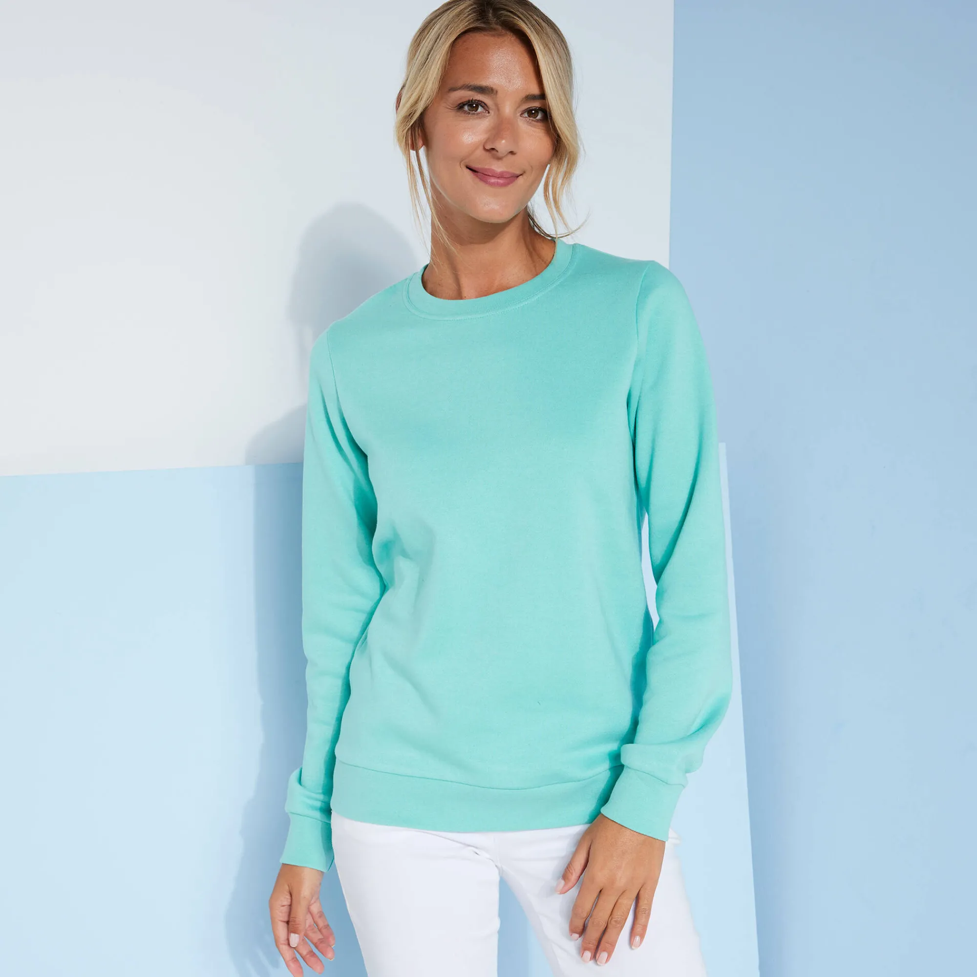 Trui En Vest<Blancheporte Sweater in molton watergroen