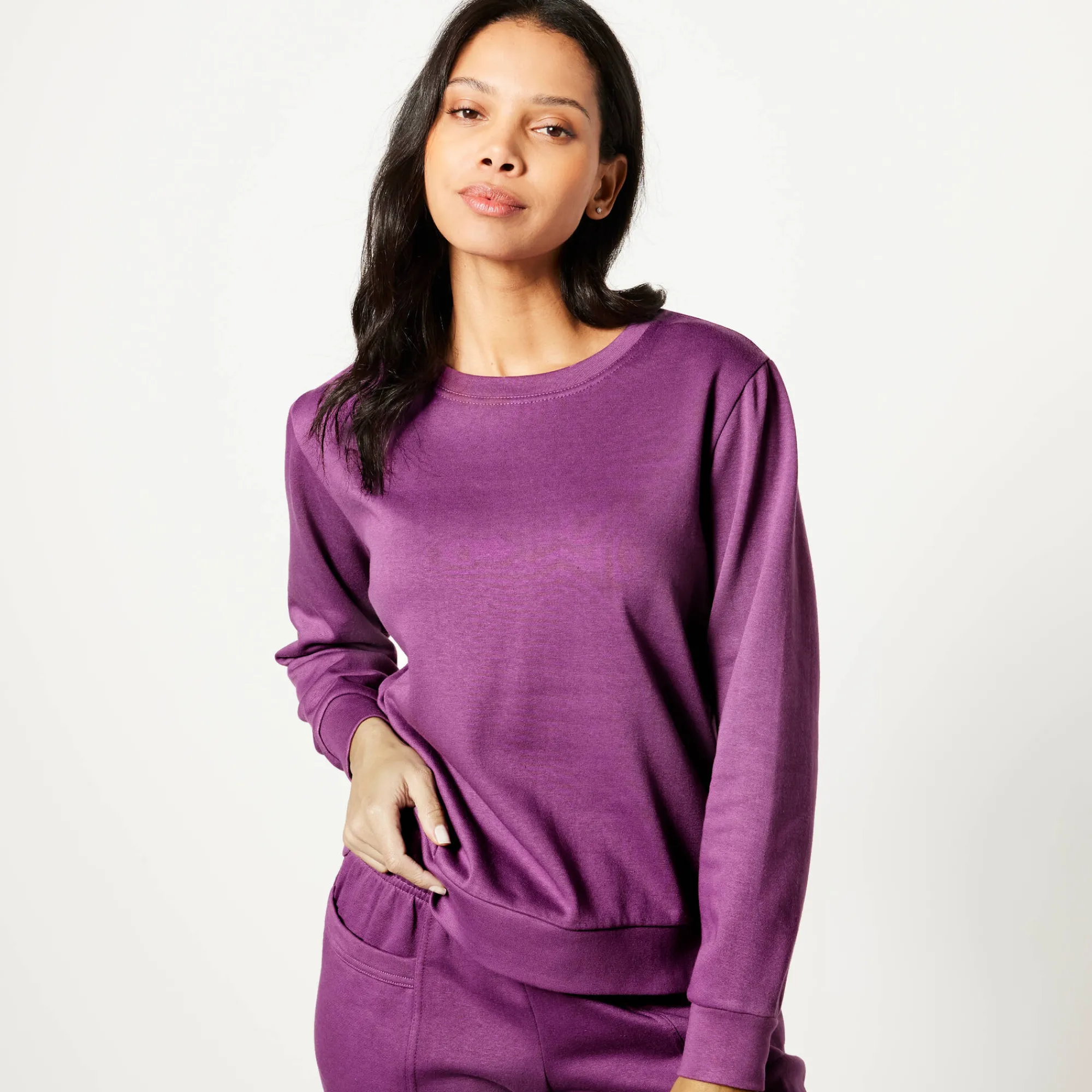 Trui En Vest<Blancheporte Sweater in molton paarsrood