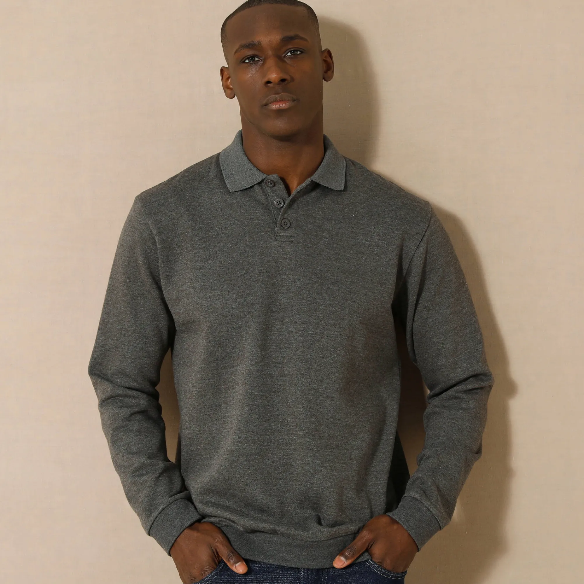 Sweater|Trui En Vest<Blancheporte Sweater in molton met polokraag chiné antraciet