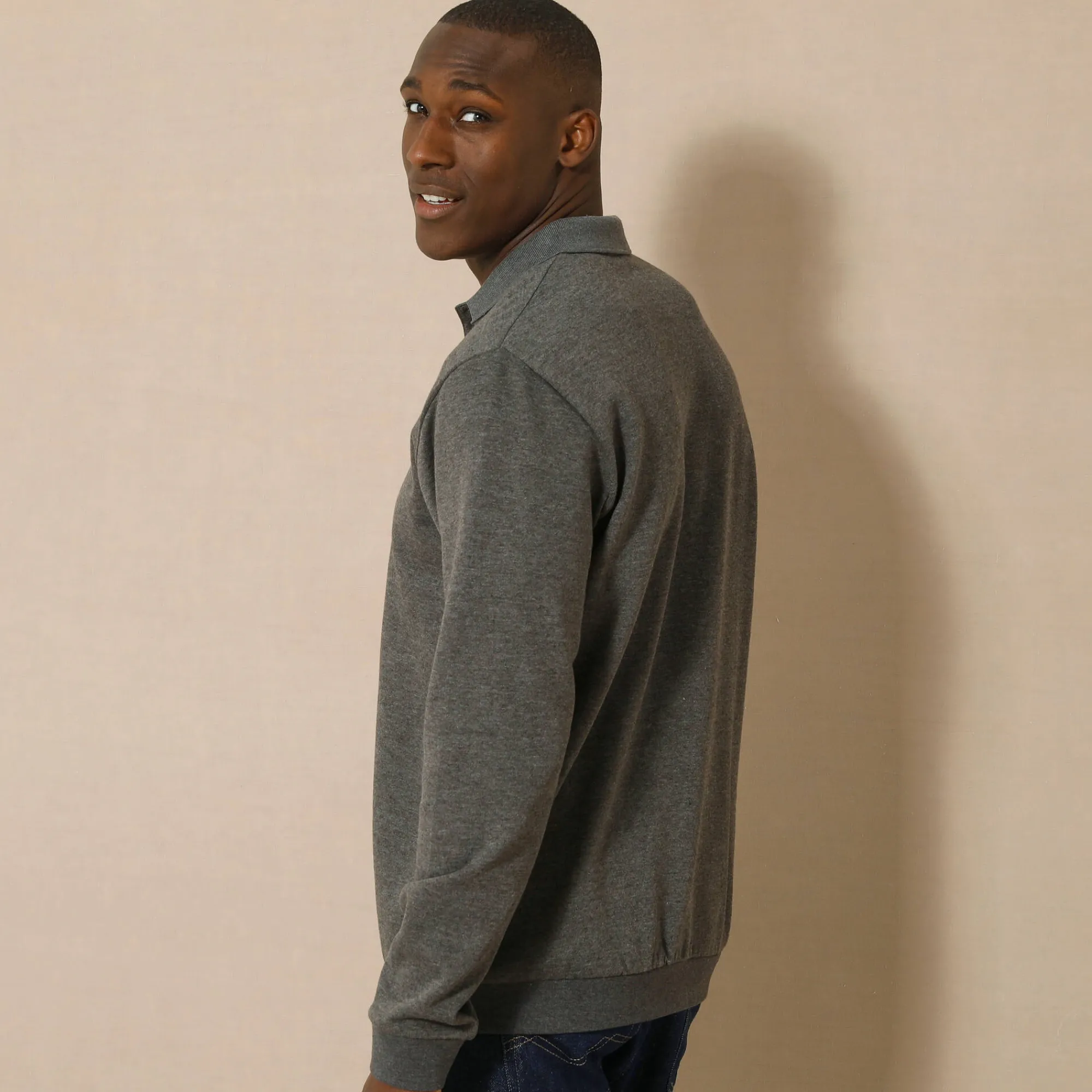 Sweater|Trui En Vest<Blancheporte Sweater in molton met polokraag chiné antraciet