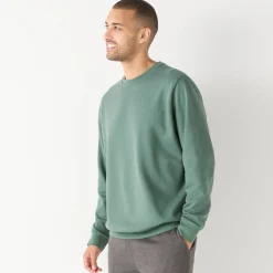 Sweater|Trui En Vest<Blancheporte Sweater in molton met ronde hals donkergroen