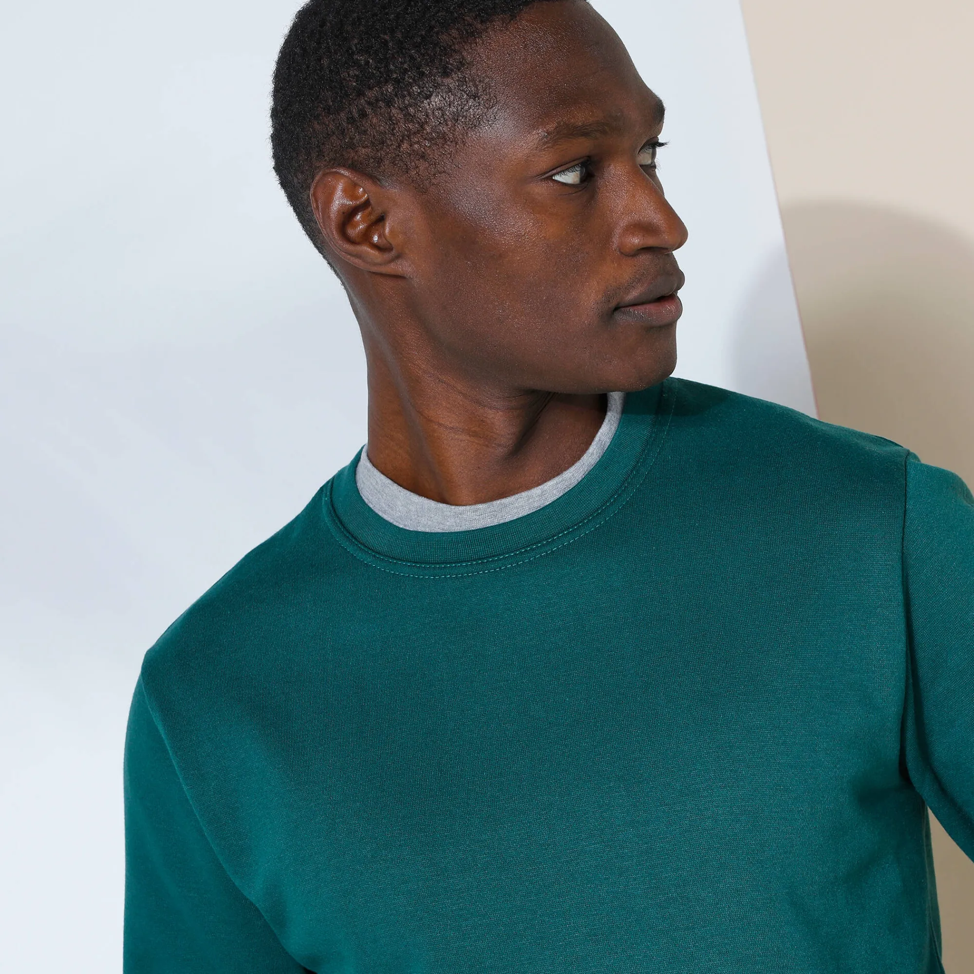 Sweater|Trui En Vest<Blancheporte Sweater in molton met ronde hals dennengroen