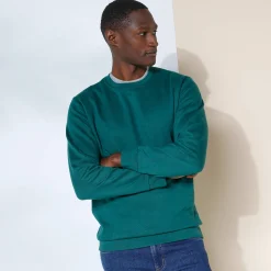 Sweater|Trui En Vest<Blancheporte Sweater in molton met ronde hals dennengroen