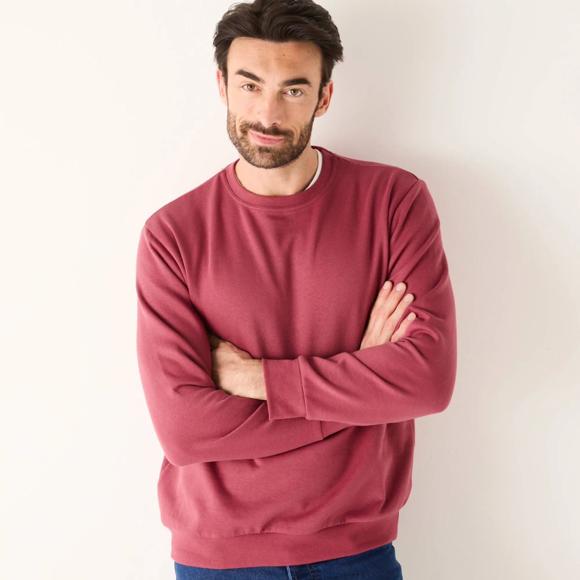 Sweater|Trui En Vest<Blancheporte Sweater in molton met ronde hals DONKERROZE