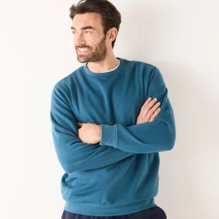 Sweater|Trui En Vest<Blancheporte Sweater in molton met ronde hals petroleumblauw