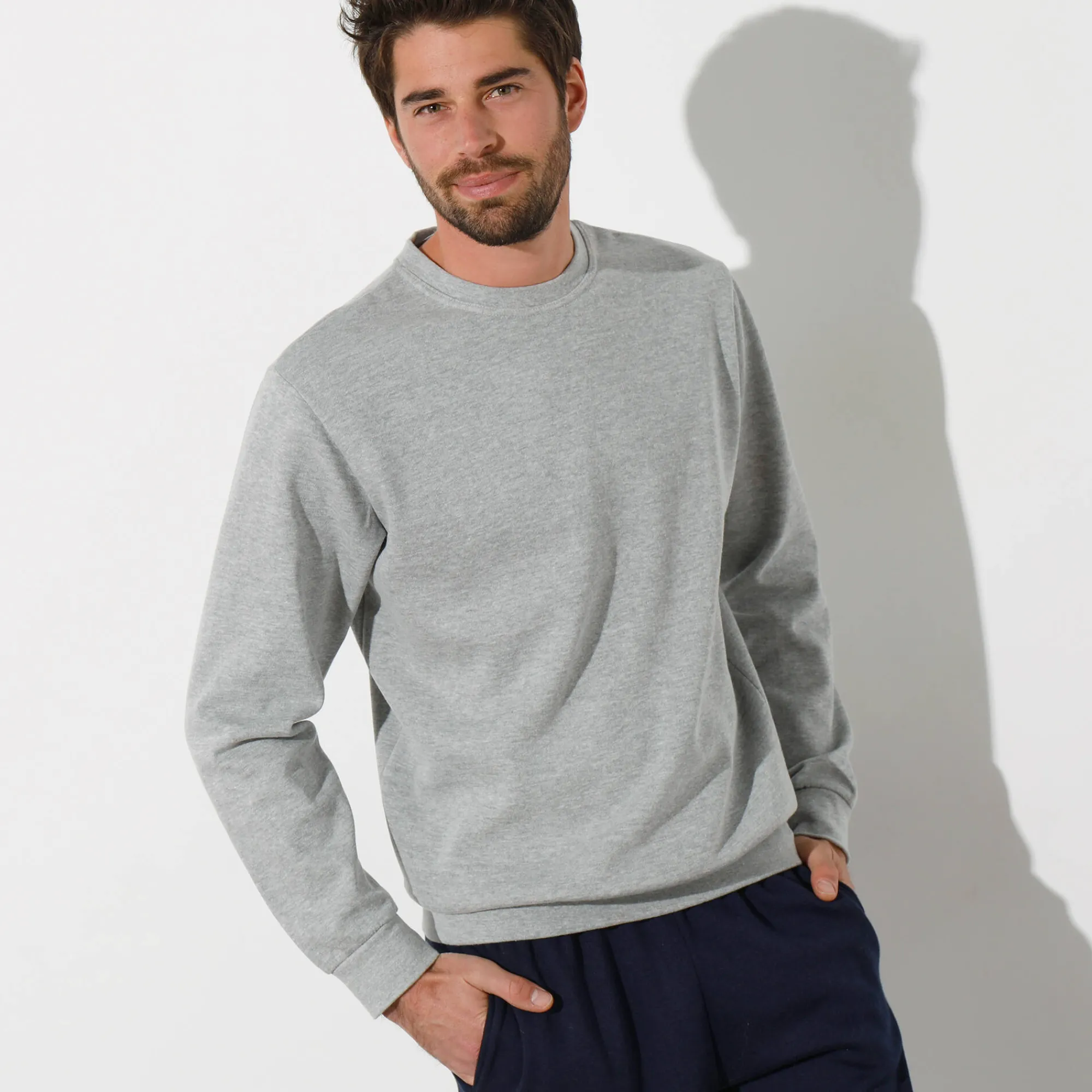 Sweater|Trui En Vest<Blancheporte Sweater in molton met ronde hals chiné grijs