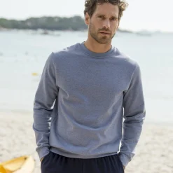 Sweater|Trui En Vest<Blancheporte Sweater in molton met ronde hals jeansblauw
