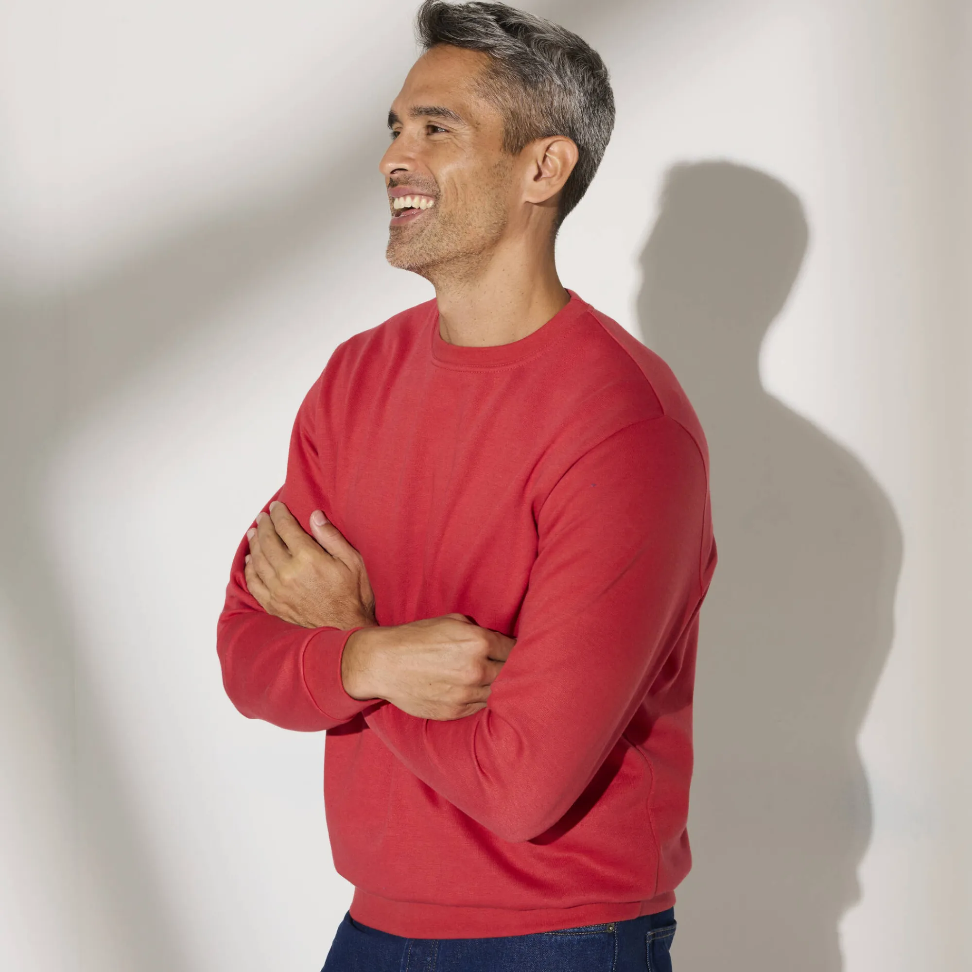 Sweater|Trui En Vest<Blancheporte Sweater in molton met ronde hals grijzig koraal