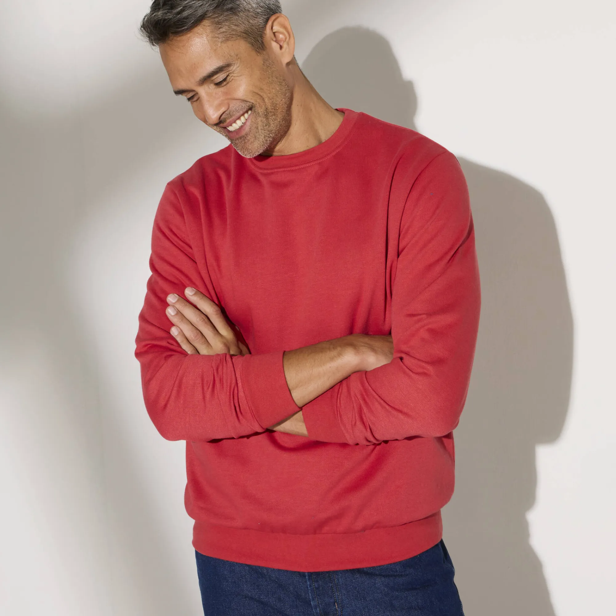 Sweater|Trui En Vest<Blancheporte Sweater in molton met ronde hals grijzig koraal