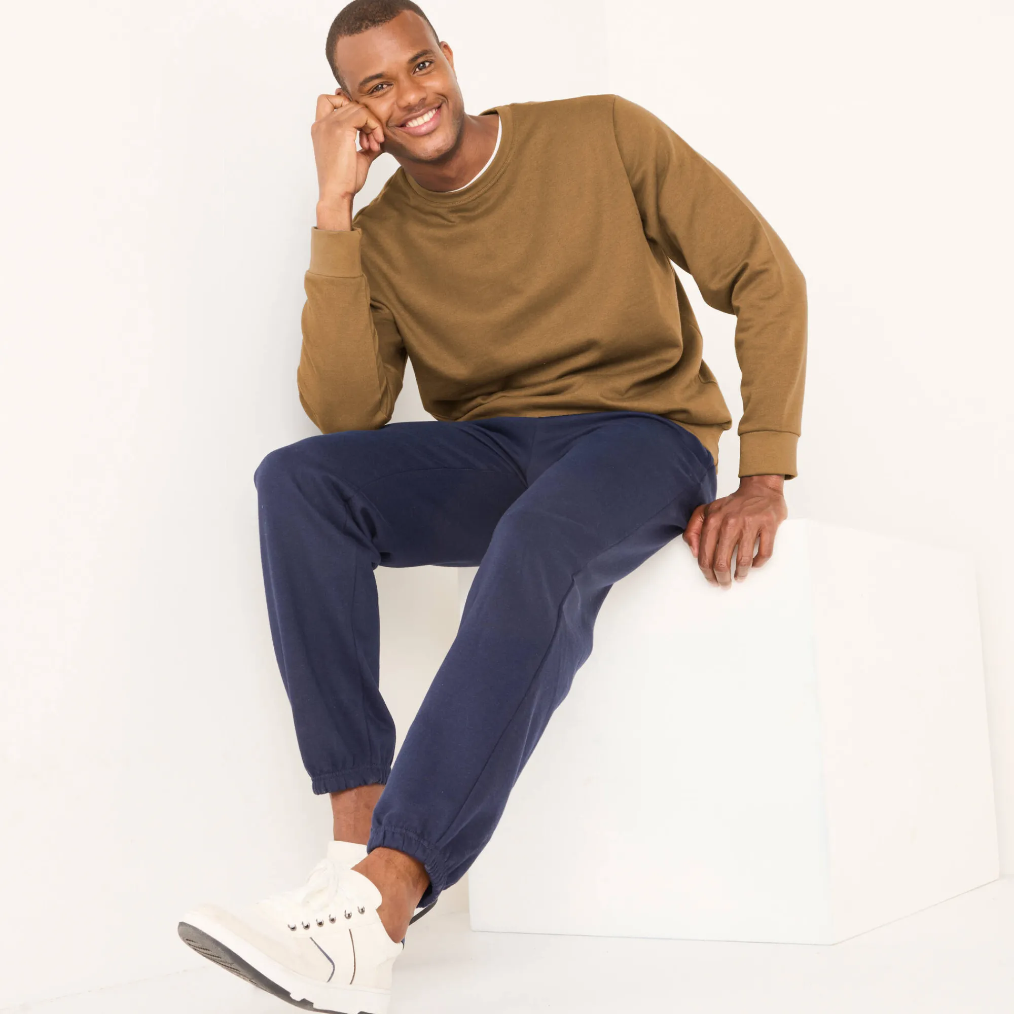 Sweater|Trui En Vest<Blancheporte Sweater in molton met ronde hals koper